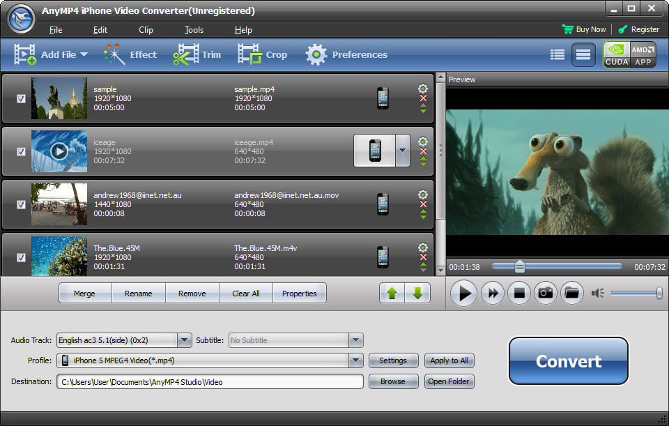 Click to view AnyMP4 iPhone 5 Video Converter 6.1.30 screenshot