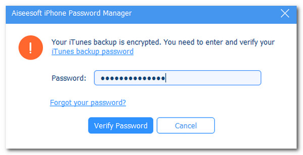 Aiseesoft iPhone Password Manager Enter Password