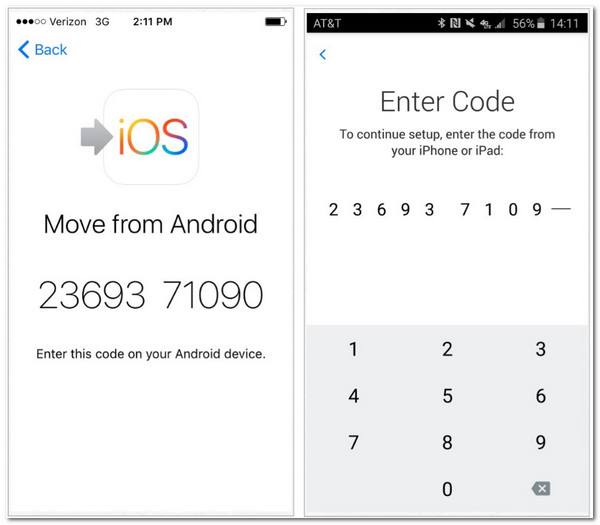 Move to iOS Digit Code