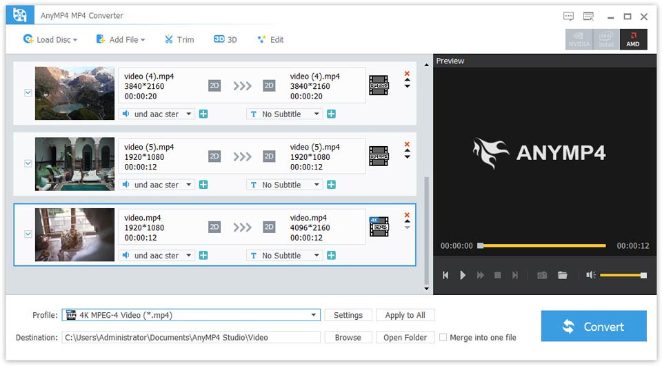 Click to view AnyMP4 MP4 Converter 6.0.30 screenshot