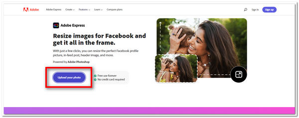 Adobe Express Upload Photo Resize Photo for Facebook