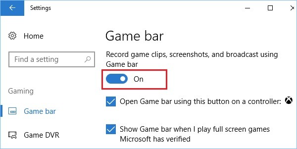 Enable Game Mode Option Windows 10