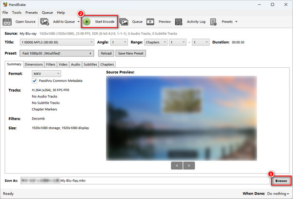 Click Start Encode Convert Bdmv