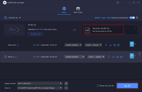 Anymp4 Blu-ray Ripper Choose ISO Output