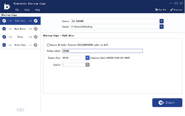 Videobyte Blu Ray Copy Interface