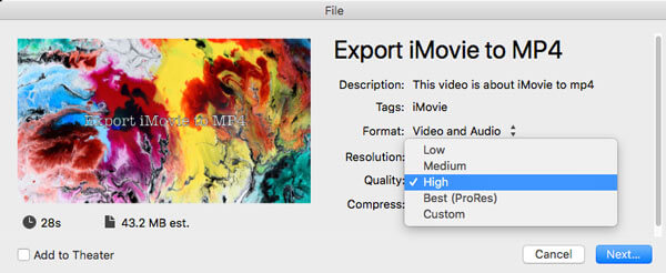 imovie export mp4 1080p
