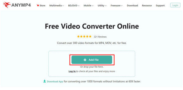 Anymp4 Free Video Converter Online Add File