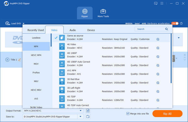 Select Output Format