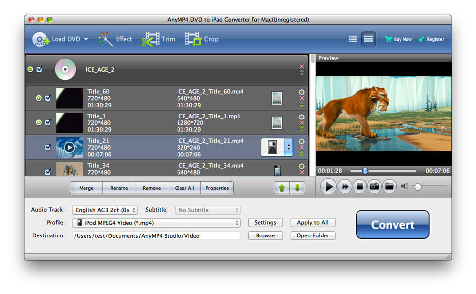 AnyMP4 DVD to iPad Converter for Mac 6.1.58 full
