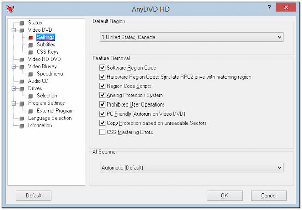AnyDVD HD Region Code Handling