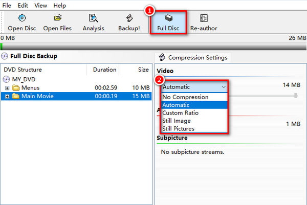 Select Video Compression Ratio