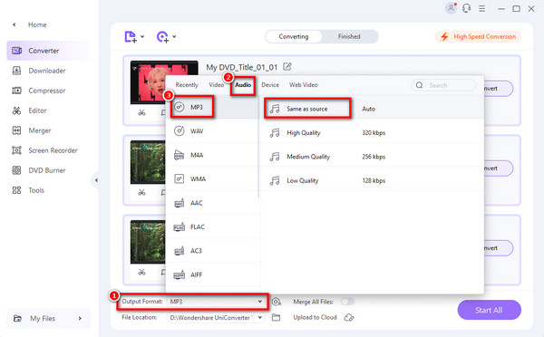 Wondershare Uniconverter Choose Mp3 Format