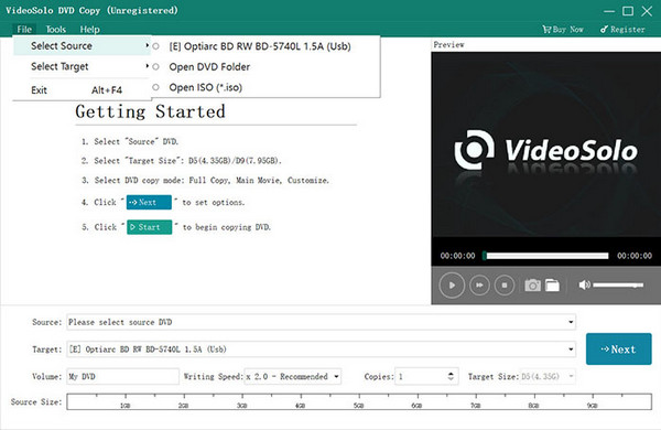 Videobyte DVD Copy Interface