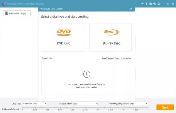 VideoByte DVD Creator Interface