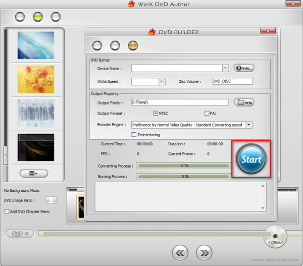 Start Burning DVD