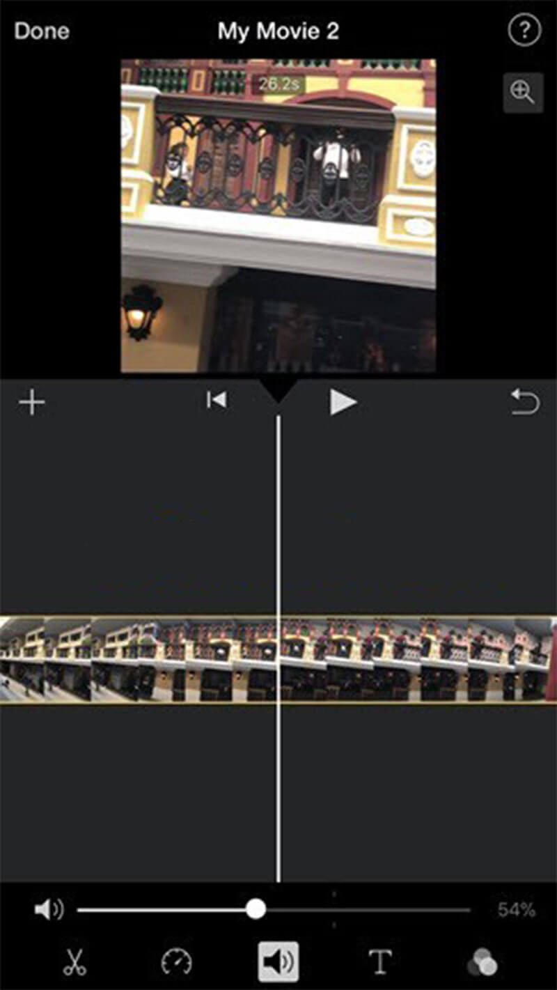 Change video volume imovie iPhone
