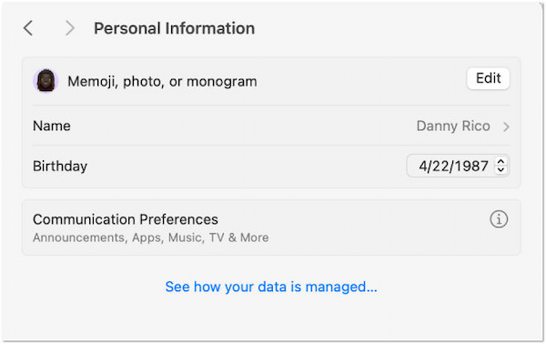 Change Apple ID Personal Information on Mac