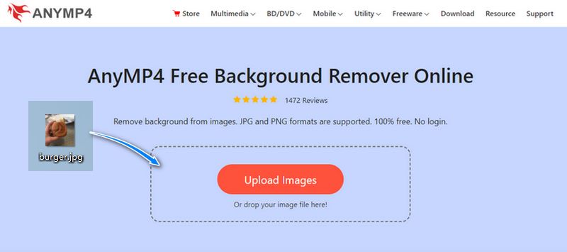 Anymp4 Free BG Remover Online Homepage Web