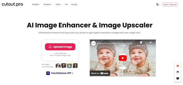 Cutout Pro Photo Enhancer Main Page