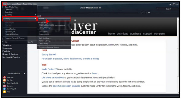 JRiver Media Center File Library Import