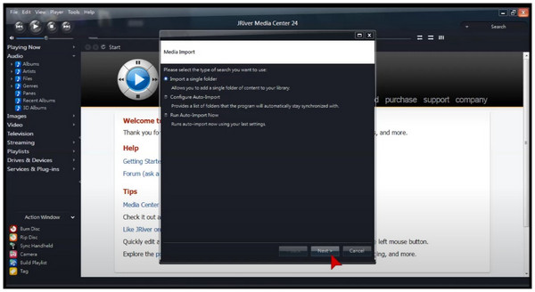 JRiver Media Center Import Mode