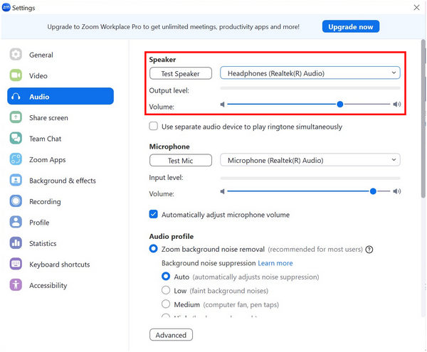 Zoom Audio Settings