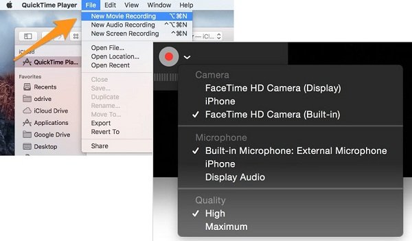 screen recording quicktime mac sound settings