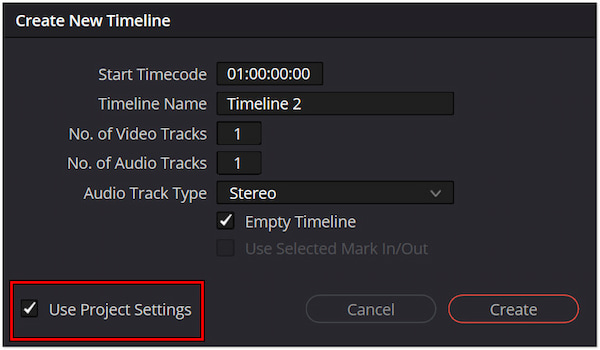 Uncheck Use Project Settings