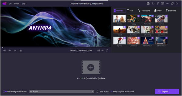 Anymp4 Video Editor Main Interface