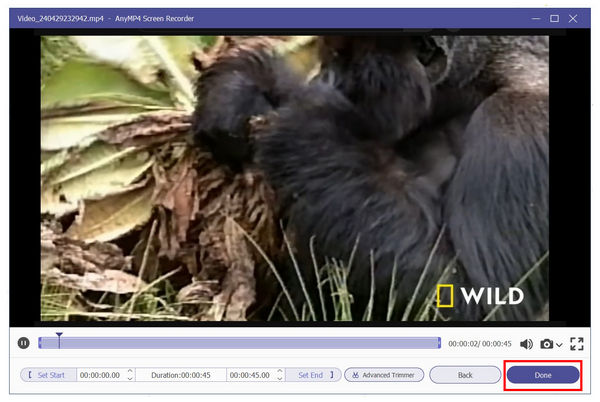 AnyMP4 Screen Recorder Editor Done Button