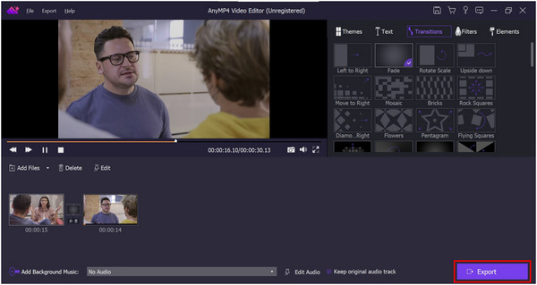 Anymp4 Video Editor Export Button