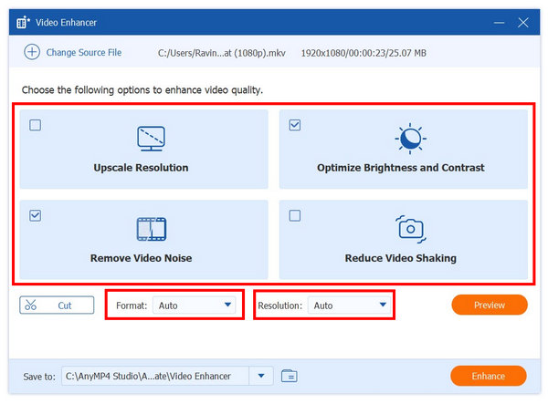 AnyMP4 Video Converter Ultimate Video Enhancer Settings