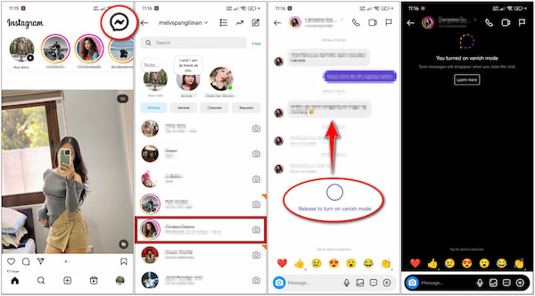 Turn on Vanish Mode on Instagram